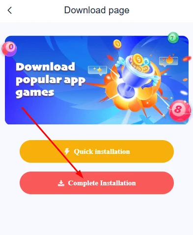 Click complete installation option